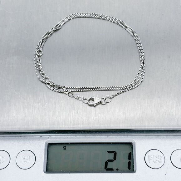 Vintage Sterling Silver 925 0.8mm Adjustable Box Chain Necklace 18"-19.5" - Picture 3 of 3